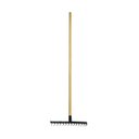 Ver imagem 1 de Ancinho 16 Dentes Aço Carbono Cabo Madeira pra Limpeza 125cm Minasul