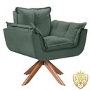 Ver imagem 1 de Poltrona Opalla Giratória Madeira Suede Verde