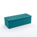 Ver imagem 3 de Kit Cabeceira Estofada Decorativa Para Cama Box Bellatrix 160 Queen e Calçadeira Sagitarius Sued Azu