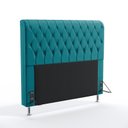 Ver imagem 2 de Kit Cabeceira Estofada Decorativa Para Cama Box Bellatrix 160 Queen e Calçadeira Sagitarius Sued Azu