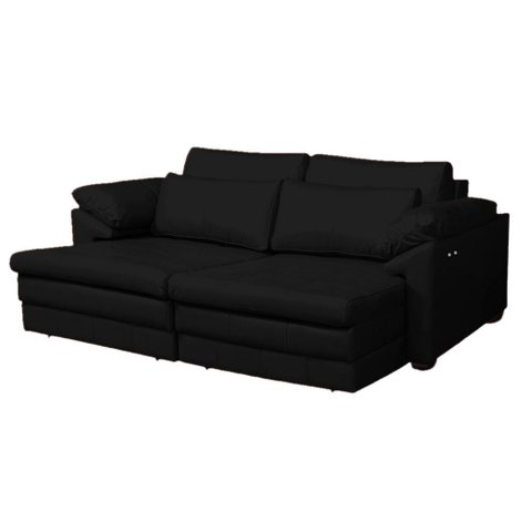 Sofá Decorativo Sala de Estar Marselha Retrátil Elétrico 2 Lugares 175cm Couro Preto - Mozzelar