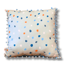 Almofada Bolinhas Azul com Pompom - 1