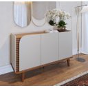 Ver imagem 2 de Buffet com Detalhe Ripado Artesanal Jurerê 03 Portas Off White Matte Freijó - Colibri