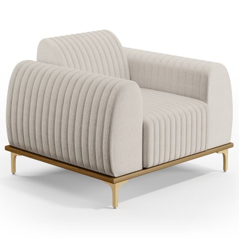 Poltrona Decorativa Base Gold Molino D06 Linho C-367 Cru - Mpozenato