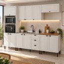 Ver imagem 1 de Cozinha Completa Modulada 5 Módulos Modelo Americano Provençal Portas em MDF Branco/Ébano
