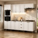 Ver imagem 1 de Cozinha Completa Modulada 5 Módulos Modelo Americano Provençal Portas em MDF Branco/Ébano