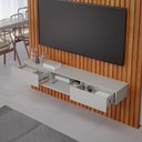 Ver imagem 3 de Painel para TV até 70 Polegadas Maragogi 1 Porta 2 Gavetas 100% MDF Cinamomo/Off White - Permobili