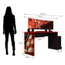 Ver imagem 4 de Mesa Gamer Drx 9000 Eua Multiuso com Gaveta para Escritório - Preto / Vermelho
