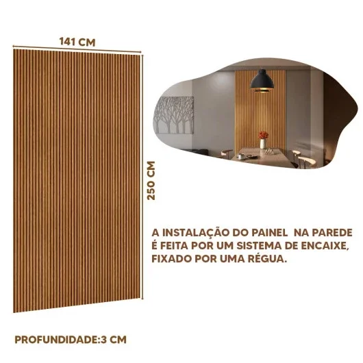 Painel Ripado Versátil 140 Cm X 250 Cm Mdf e Mdp Nature Spazio Móveis - 4