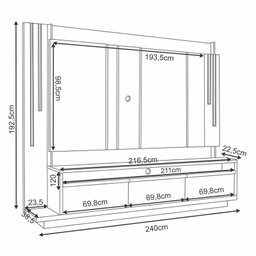 Estante Home Theater Montane Off White Cinamomo - HB Móveis - 6