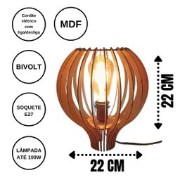 Abajur de Mesa em MDF - 7