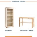 Ver imagem 2 de Conjunto Home Office 1 Mesa 120cm 2 Gavetas 1 Estante para Livros Ananda CabeCasa MadeiraOriginals Off White Mel Branco