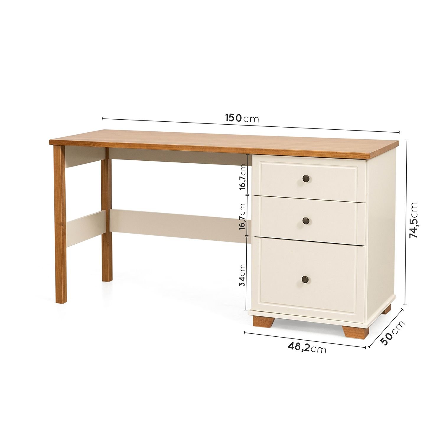 Conjunto Home Office 1 Mesa 150cm 3 Gavetas 1 Estante para Livros Ananda CabeCasa MadeiraMadeira - 3