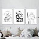 Ver imagem 1 de Kit 3 Quadros Jesus Minimalista - Meu Pastor 33x24cm - com Vidro:moldura Branca