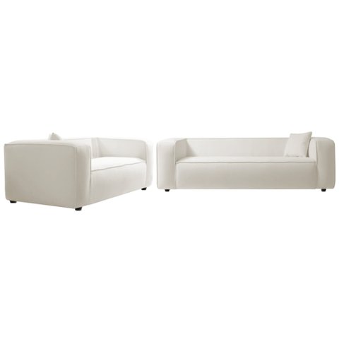 Kit Sofá 2 Lugares 160cm e Poltrona Decorativa Escritório Orgânico Cecília Bouclé Branco