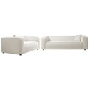 Ver imagem 1 de Kit Sofá 2 Lugares 160cm e Poltrona Decorativa Escritório Orgânico Cecília Bouclé Branco
