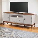 Ver imagem 1 de Rack para Sala com Pés Luis Xv 2 Gavetas 2 Portas de Madeira e Nicho 60503m -off White/imbuia Glazer
