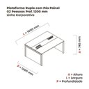 Ver imagem 3 de Estação de Trabalho Mesa Plataforma Escritório Dupla para 2 Pessoas com Caixa de Tomada Pé Painel Preto/Grafito