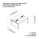Ver imagem 3 de Estação de Trabalho Mesa Plataforma Escritório Dupla para 2 Pessoas com Caixa de Tomada Pé Painel Marrom/Walnut/Grafito