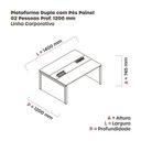 Ver imagem 3 de Estação de Trabalho Mesa Plataforma Escritório Dupla para 2 Pessoas com Caixa de Tomada Pé Painel Branco/Cinza