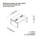 Ver imagem 3 de Estação de Trabalho Mesa Plataforma Escritório Dupla para 2 Pessoas com Caixa de Tomada Pé Painel Cinza/Grafito
