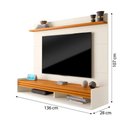 Ver imagem 2 de Painel Ripado Tv 55 Polegadas com Nicho e Prateleira Ipanema - Off White e Cedro