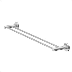 Porta Toalha Duplo de Banheiro 65cm Grego Metal Acessório Suporte Redondo Alto Brilho Athenas