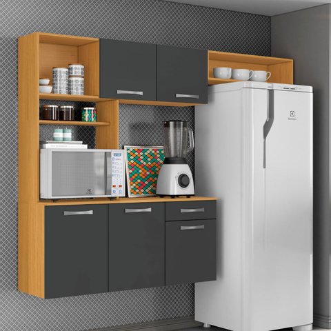 Armário de Cozinha Compacta 180cm Maxyn Cinamomo/grafite A15 - Mpozenato