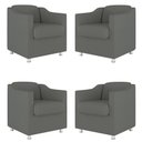 Ver imagem 1 de Kit 04 Cadeira Poltronas Decorativas Sala de Espera Clinica Cor:cinza