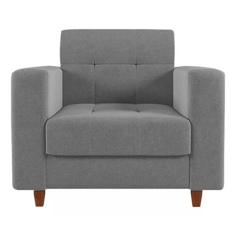 Poltrona Decorativa Verona Suede Cinza- Renascer Decor