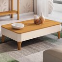 Ver imagem 2 de Mesa de Centro Baixa para Sala Pé Madeira Thalia Off/cinamomo H01 - Mpozenato