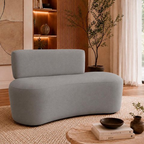Sofá Decorativo Orgânico Curvo Sala de Estar Feijão 120 cm - Paraná Metal:Cinza