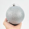 Kit 8 Bola de Natal Prata Glitter 10cm para Árvore - 3