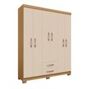Ver imagem 2 de Guarda-Roupa Casal Itapema 6 Portas 2 Gavetas Bege/Carvalho Americano/Off White