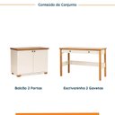 Ver imagem 2 de Conjunto Home Office 1 Mesa 1 Armário Ananda 2 Portas 100% MDF 220cm CabeCasa MadeiraOriginals Off White e Mel Branco