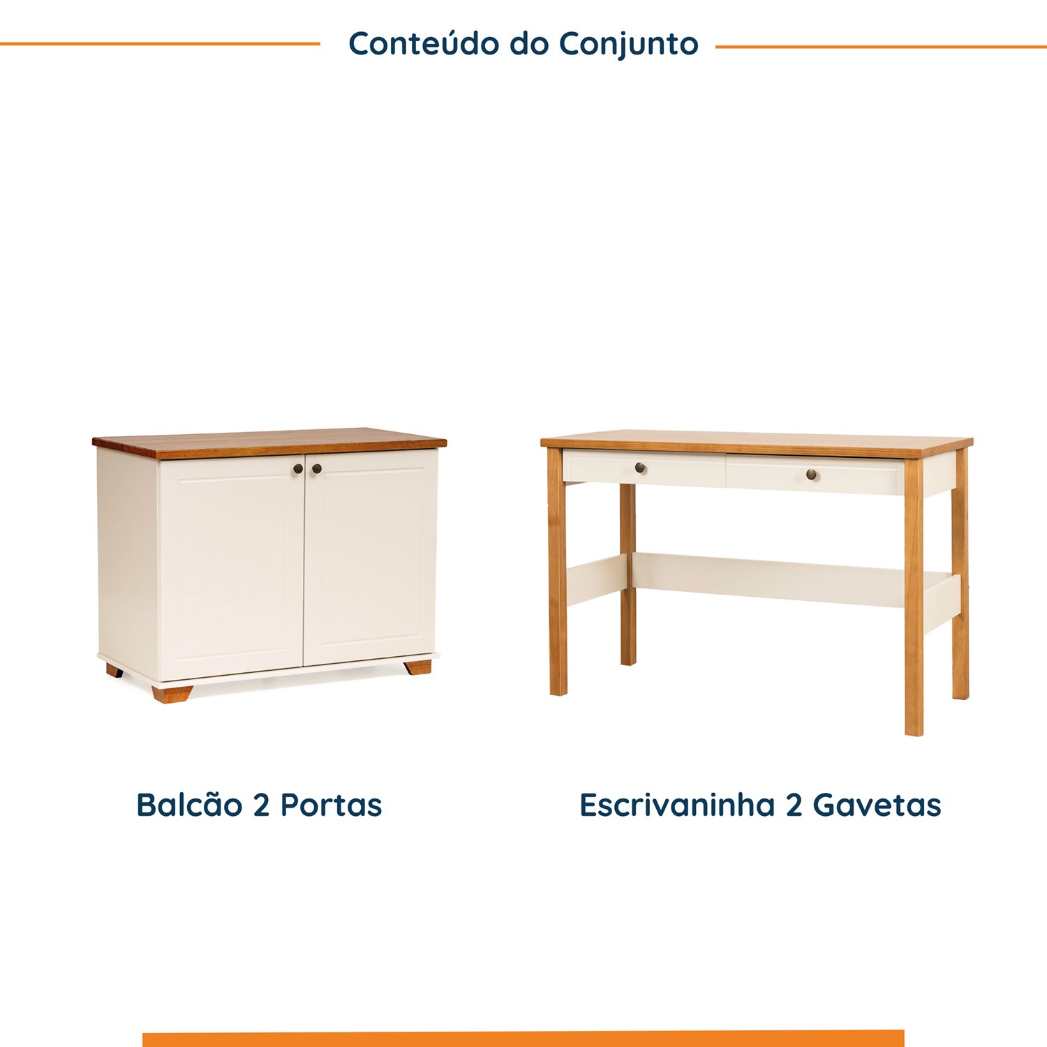 Conjunto Home Office 1 Mesa 120cm 2 Gavetas 1 Armário 2 Portas Ananda Cabecasa Madeiramadeira - 2