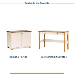 Conjunto Home Office 1 Mesa 120cm 2 Gavetas 1 Armário 2 Portas Ananda Cabecasa Madeiramadeira - 2