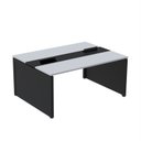 Ver imagem 1 de Estação de Trabalho Mesa Plataforma Escritório Dupla para 2 Pessoas com Caixa de Tomada Pé Painel Cinza/Preto