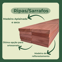 6 Ripas Sarrafos de Eucalipto 2x10x50cm Aplainado Artesanato - 5