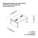 Ver imagem 3 de Estação de Trabalho Mesa Plataforma Escritório Dupla para 2 Pessoas com Caixa de Tomada Pé Painel Marrom/Walnut/Branco