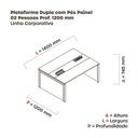 Ver imagem 3 de Estação de Trabalho Mesa Plataforma Escritório Dupla para 2 Pessoas com Caixa de Tomada Pé Painel Marrom/Walnut/Cinza