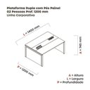 Ver imagem 3 de Estação de Trabalho Mesa Plataforma Escritório Dupla para 2 Pessoas com Caixa de Tomada Pé Painel Preto/Cinza