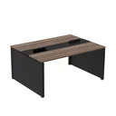 Ver imagem 1 de Estação de Trabalho Mesa Plataforma Escritório Dupla para 2 Pessoas com Caixa de Tomada Pé Painel Marrom/Walnut/Preto