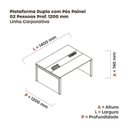 Ver imagem 3 de Estação de Trabalho Mesa Plataforma Escritório Dupla para 2 Pessoas com Caixa de Tomada Pé Painel Cinza/Grafito