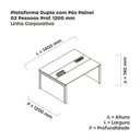 Ver imagem 3 de Estação de Trabalho Mesa Plataforma Escritório Dupla para 2 Pessoas com Caixa de Tomada Pé Painel Cinza