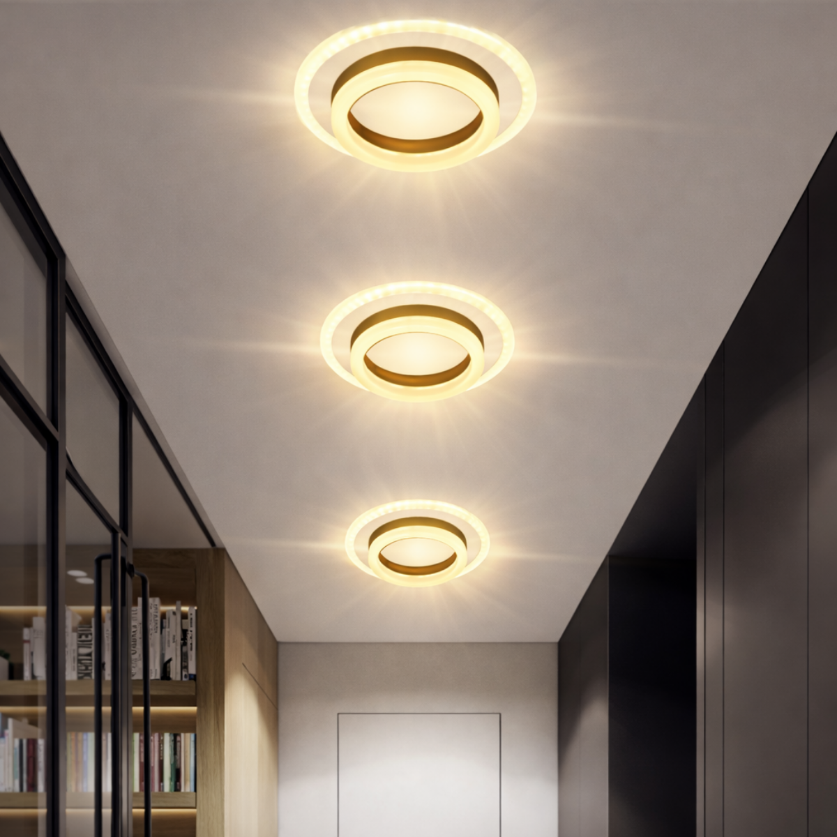 Luminária Teto Lustre Plafon 24 Watts 20cm Led Duplo 3 Cores Multitemperatura Bivolt Kjgd-349:dourad