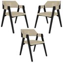 Ver imagem 1 de Kit 3 Cadeiras Sala de Jantar e Jogos Carteados Madeira Maciça Poker Pu Bege-preto G42 - Gran Belo