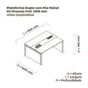 Ver imagem 3 de Estação de Trabalho Mesa Plataforma Escritório Dupla para 2 Pessoas com Caixa de Tomada Pé Painel