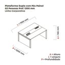 Ver imagem 3 de Estação de Trabalho Mesa Plataforma Escritório Dupla para 2 Pessoas com Caixa de Tomada Pé Painel Cinza