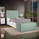 Ver imagem 1 de Kit Cabeceira Cama Box Solteiro 100cm e Calçadeira Recamier Baú Dália W01 Linho Verde Menta - Lyam D